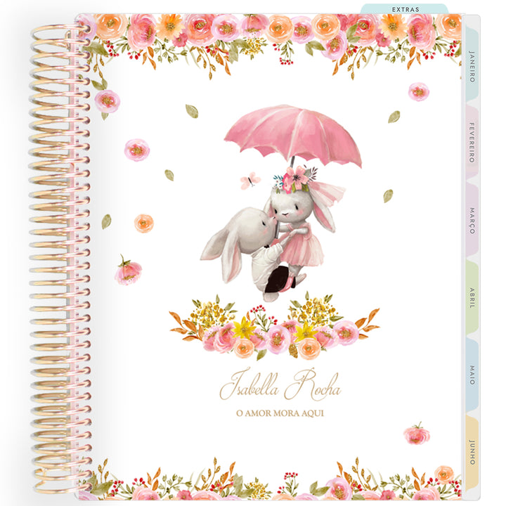 Planner Personalizado Animals - Love is in the air - Dourado