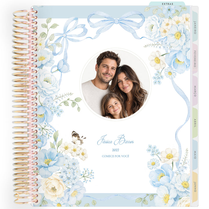 Planner Personalizado Blue Garden - Foto - Dourado