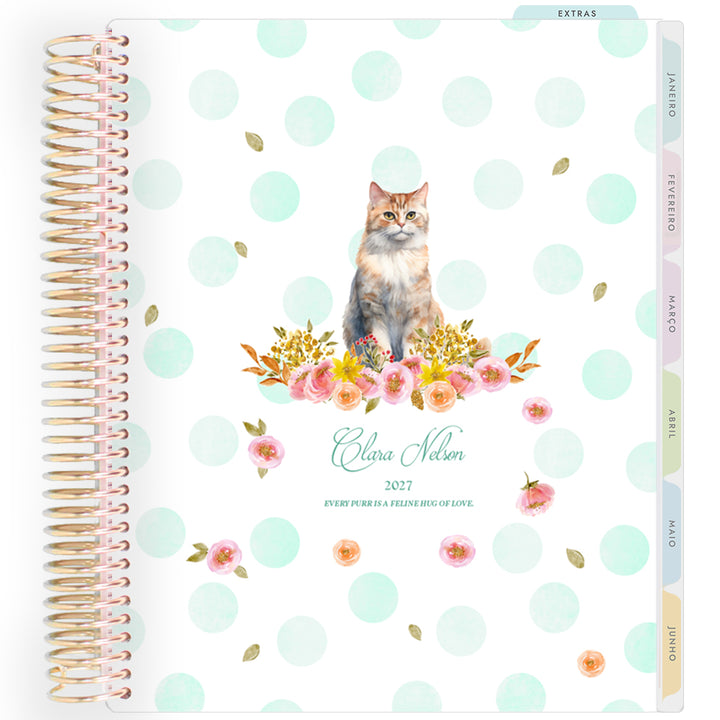Planner Personalizado Cats Green - Dourado