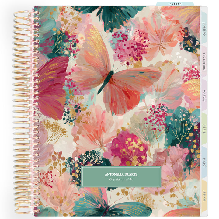 Planner Personalizado Colorful Flowers - Emerald - Dourado