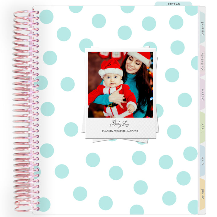 Planner Personalizado Dots Greeen - Rose Gold