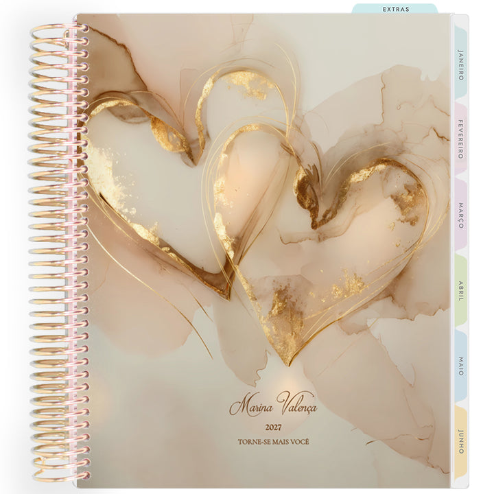 Planner Personalizado Luminous Love - Champagne Love - Dourado