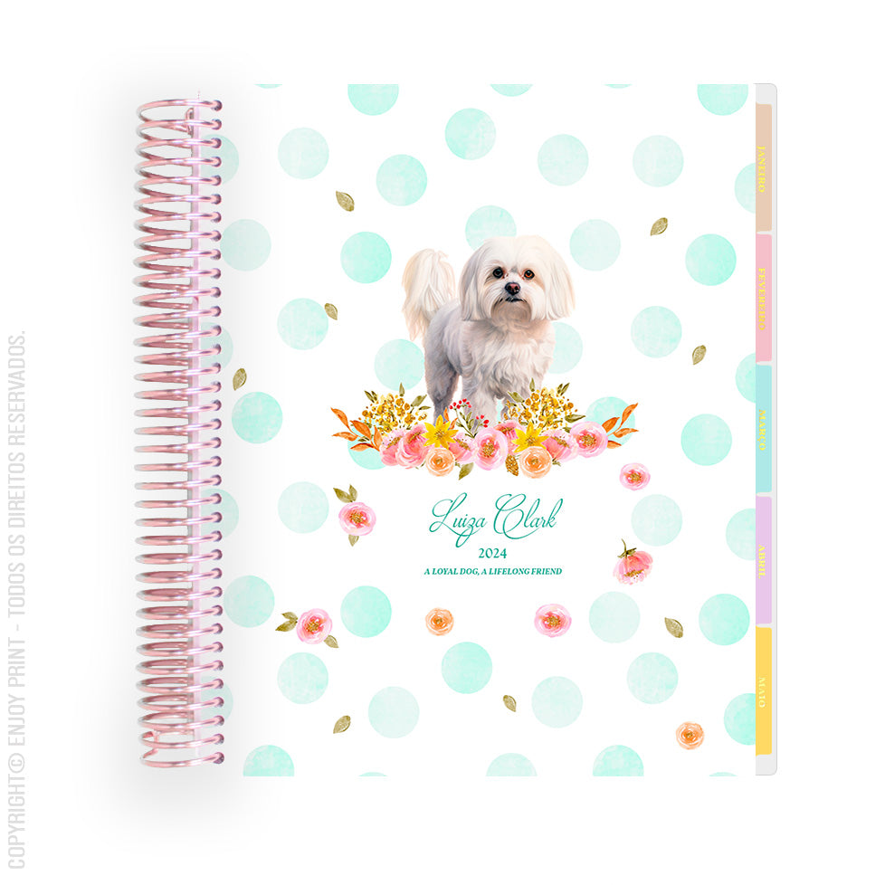Enjoy Planner 2024 -Dogs Green (planner com acessórios grátis - vai com + de 700 adesivos, régua, 2 blocos de notas e elástico).