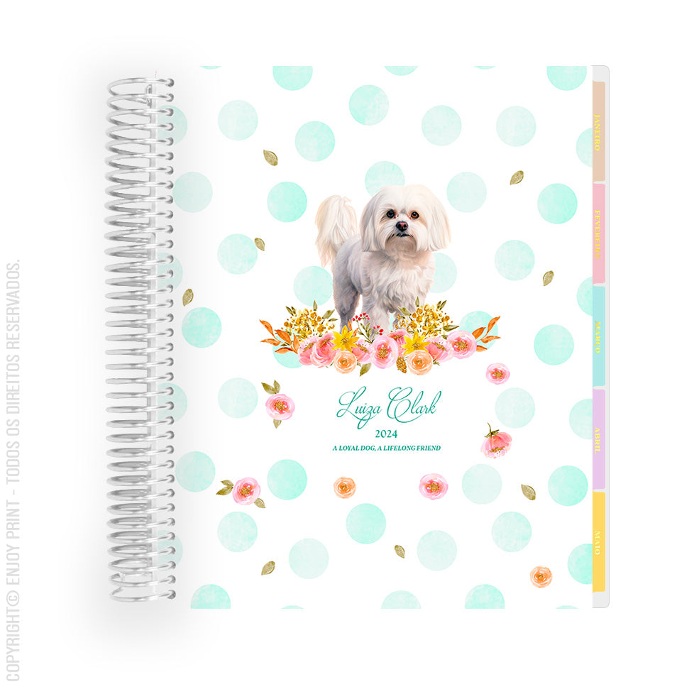 Enjoy Planner 2024 -Dogs Green (planner com acessórios grátis - vai com + de 700 adesivos, régua, 2 blocos de notas e elástico).