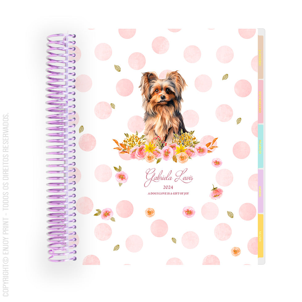 Enjoy Planner 2024 -Dogs Pink (planner com acessórios grátis - vai com + de 700 adesivos, régua, 2 blocos de notas e elástico).