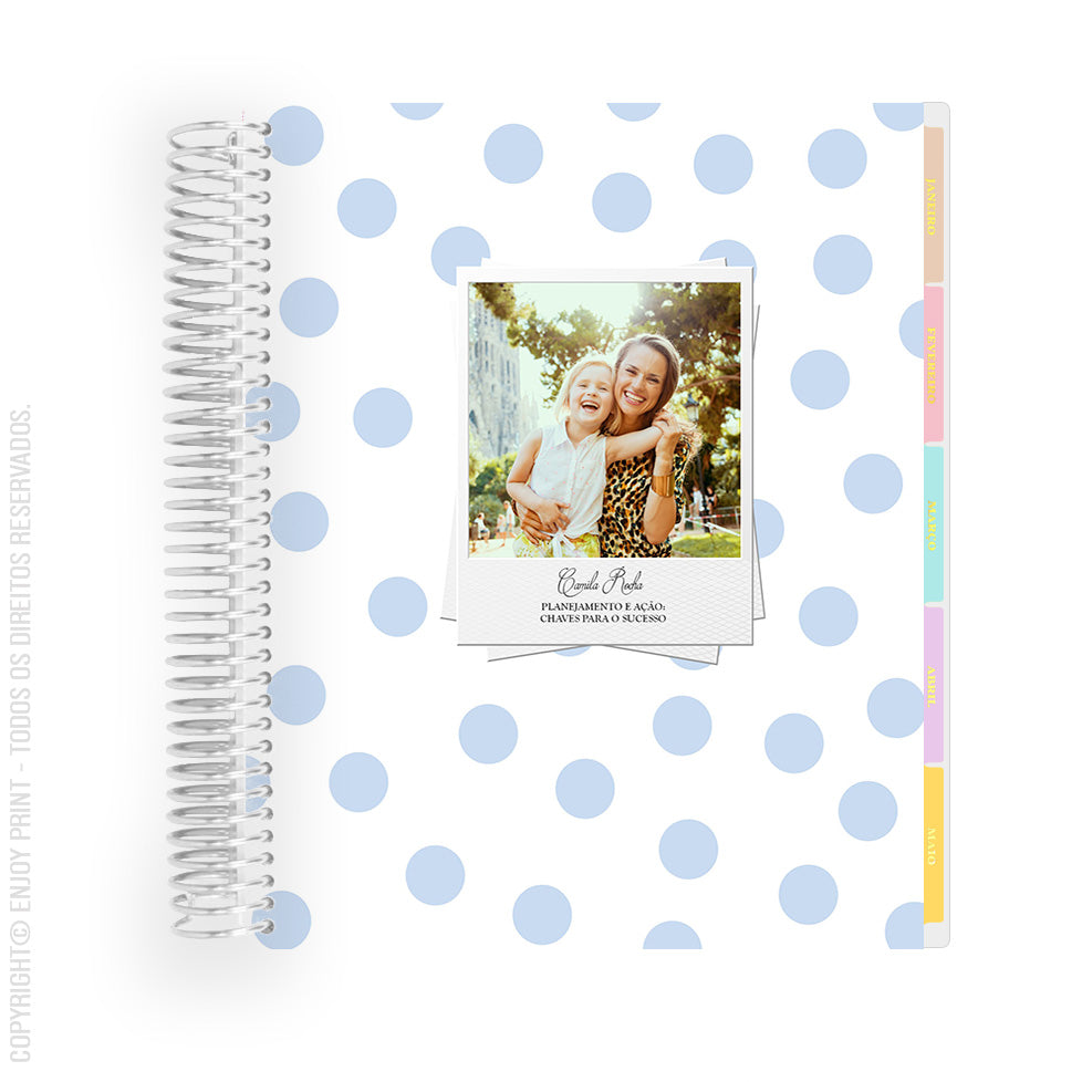 Enjoy Planner 2024 - Dots Blue - Com Foto (planner com acessórios inclusos - vai com + de 700 adesivos, régua, 2 blocos de notas e elástico).