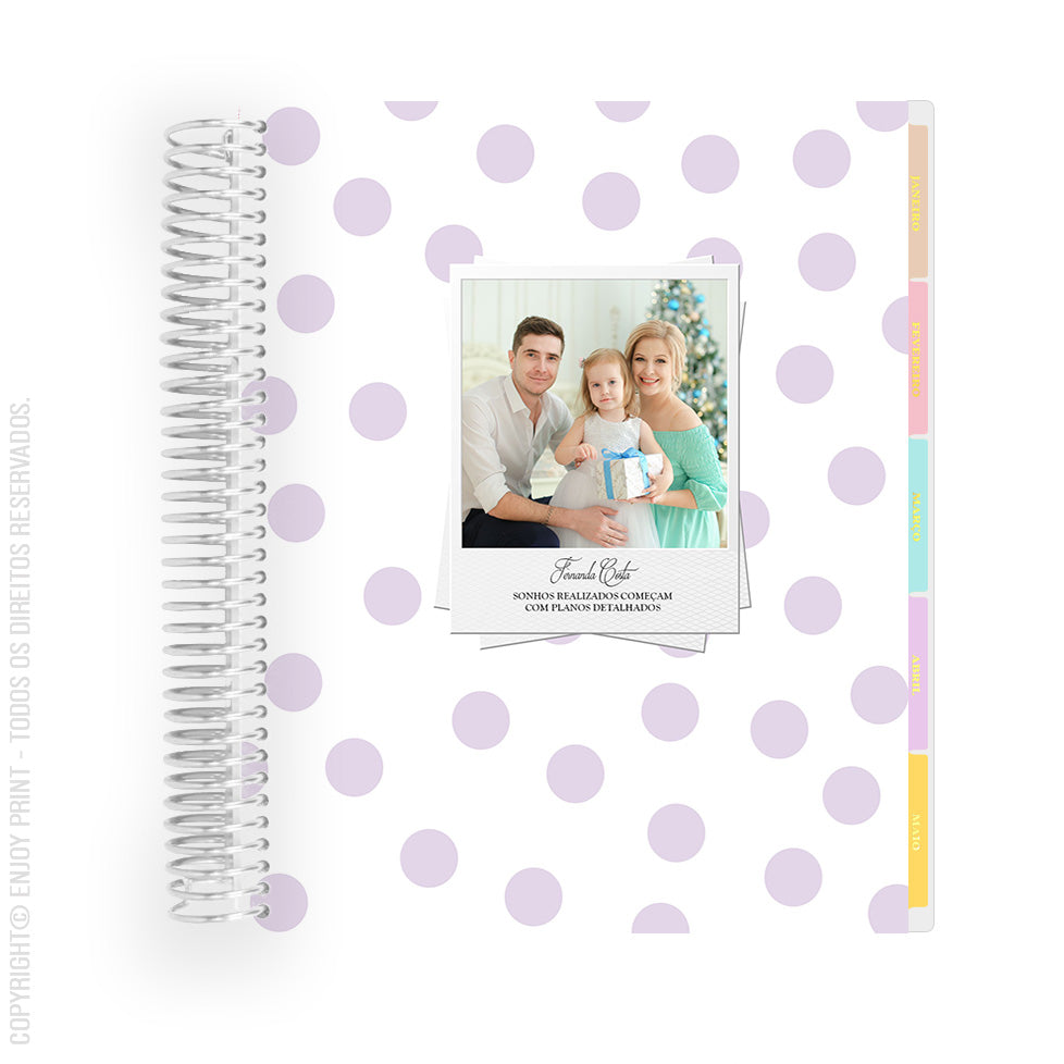 Enjoy Planner 2024 - Dots Lilac - Com Foto (planner com acessórios inclusos - vai com + de 700 adesivos, régua, 2 blocos de notas e elástico).