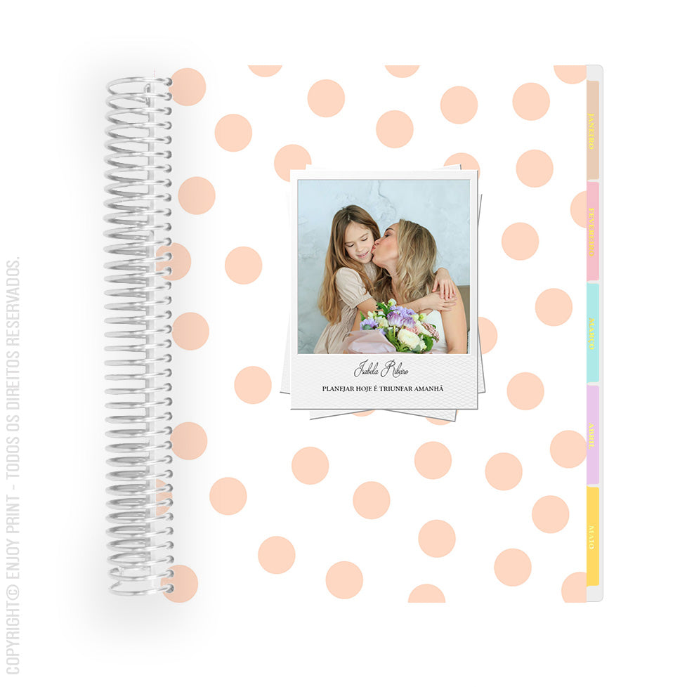 Enjoy Planner 2024 - Dots Peach - Com Foto (planner com acessórios inclusos - vai com + de 700 adesivos, régua, 2 blocos de notas e elástico).
