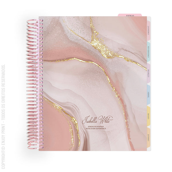 Enjoy Planner 2025 - Marble Nude Dourado