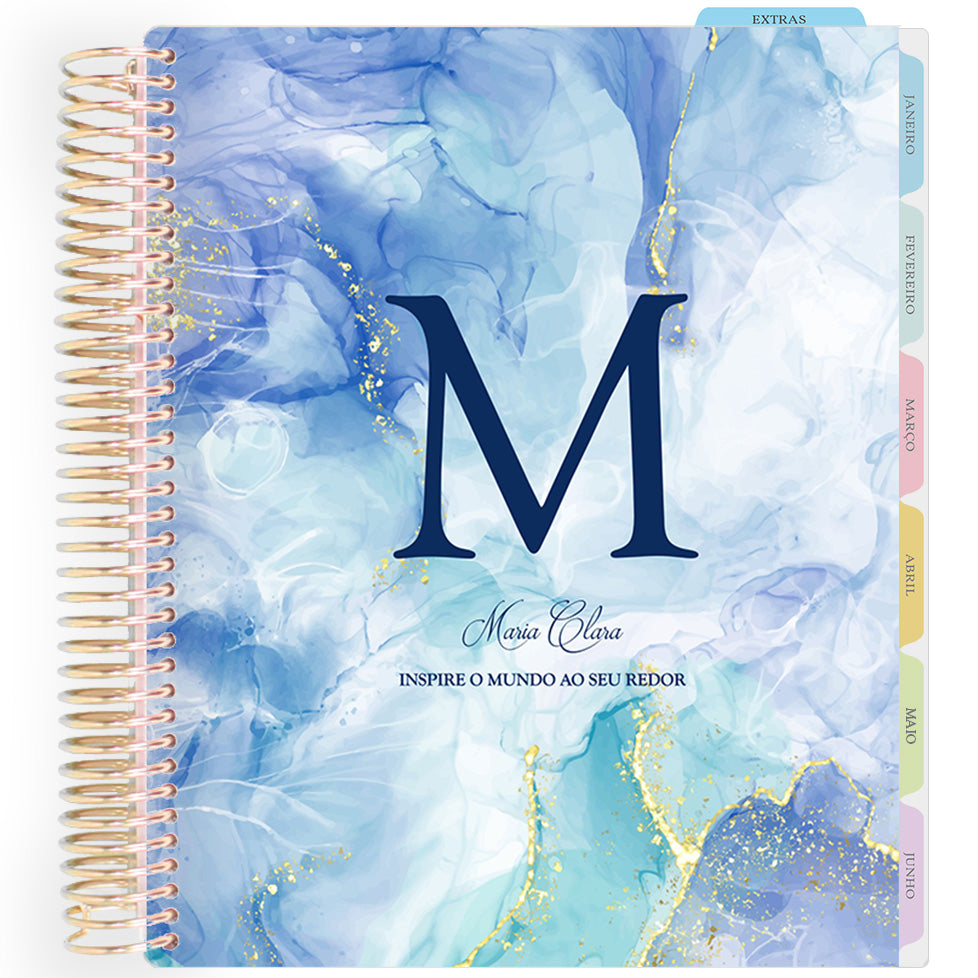 Enjoy Planner 2026: Marble Monogram Blue