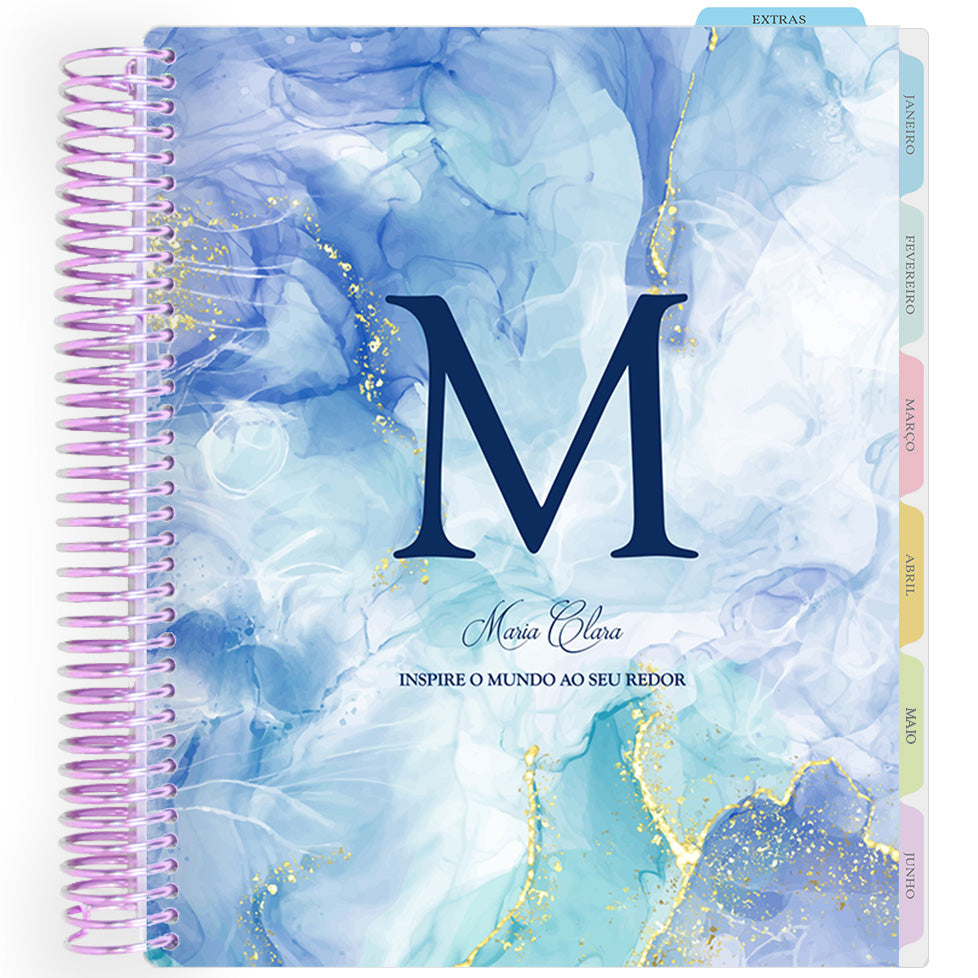 Enjoy Planner 2026: Marble Monogram Blue