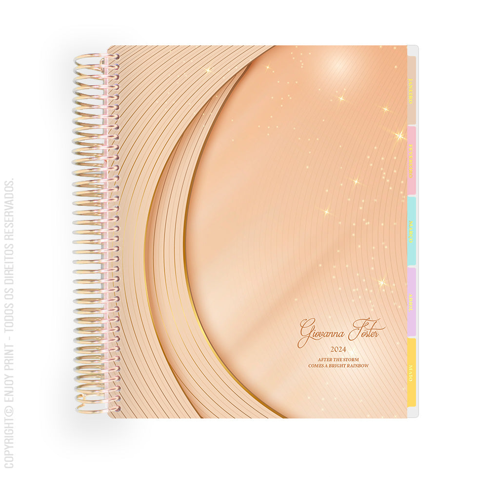 Enjoy Planner 2024 - Rainbow Sparkly (planner com acessórios grátis - vai com + de 700 adesivos, régua, 2 blocos de notas e elástico).