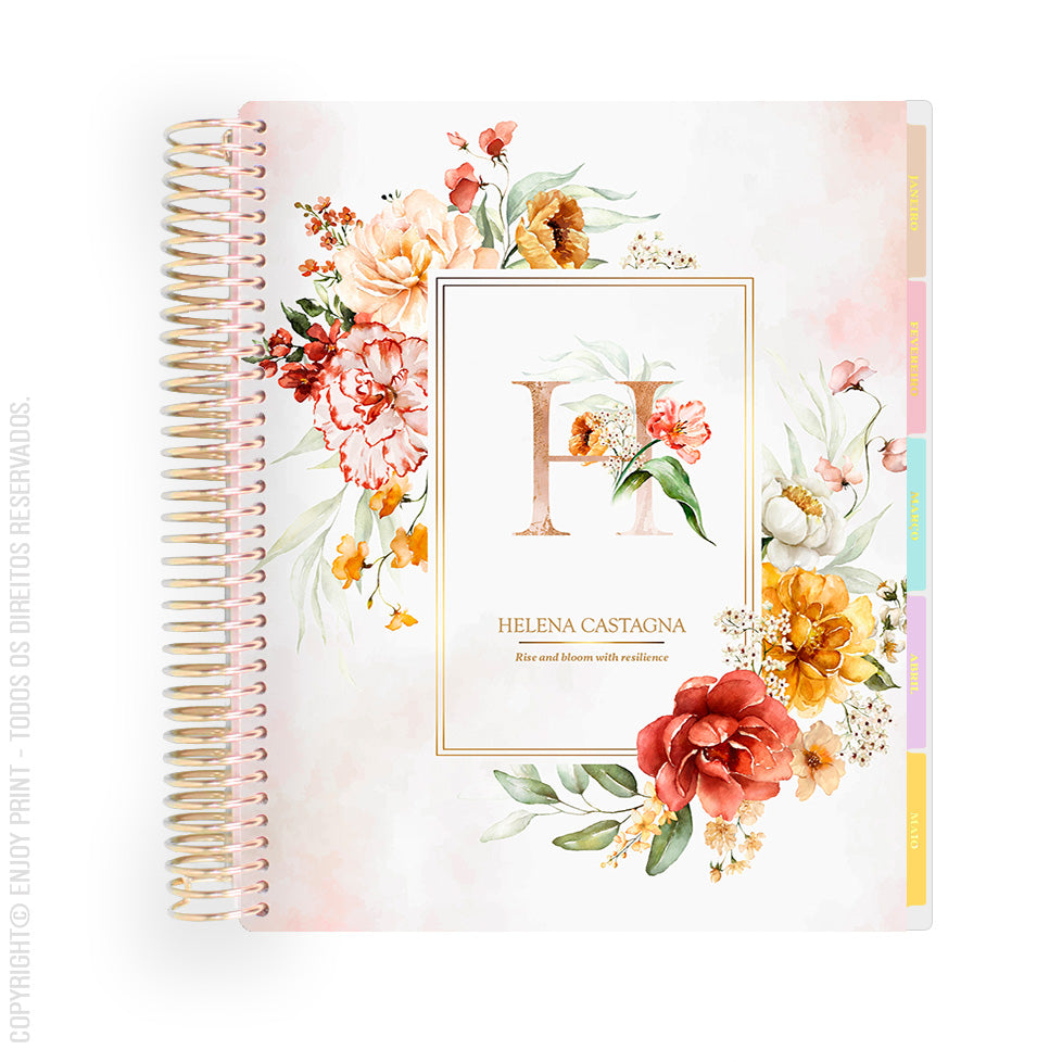 Enjoy Planner 2024 - Wildflower Whispers Box Monogram (planner com acessórios grátis - vai com + de 700 adesivos, régua, 2 blocos de notas e elástico).