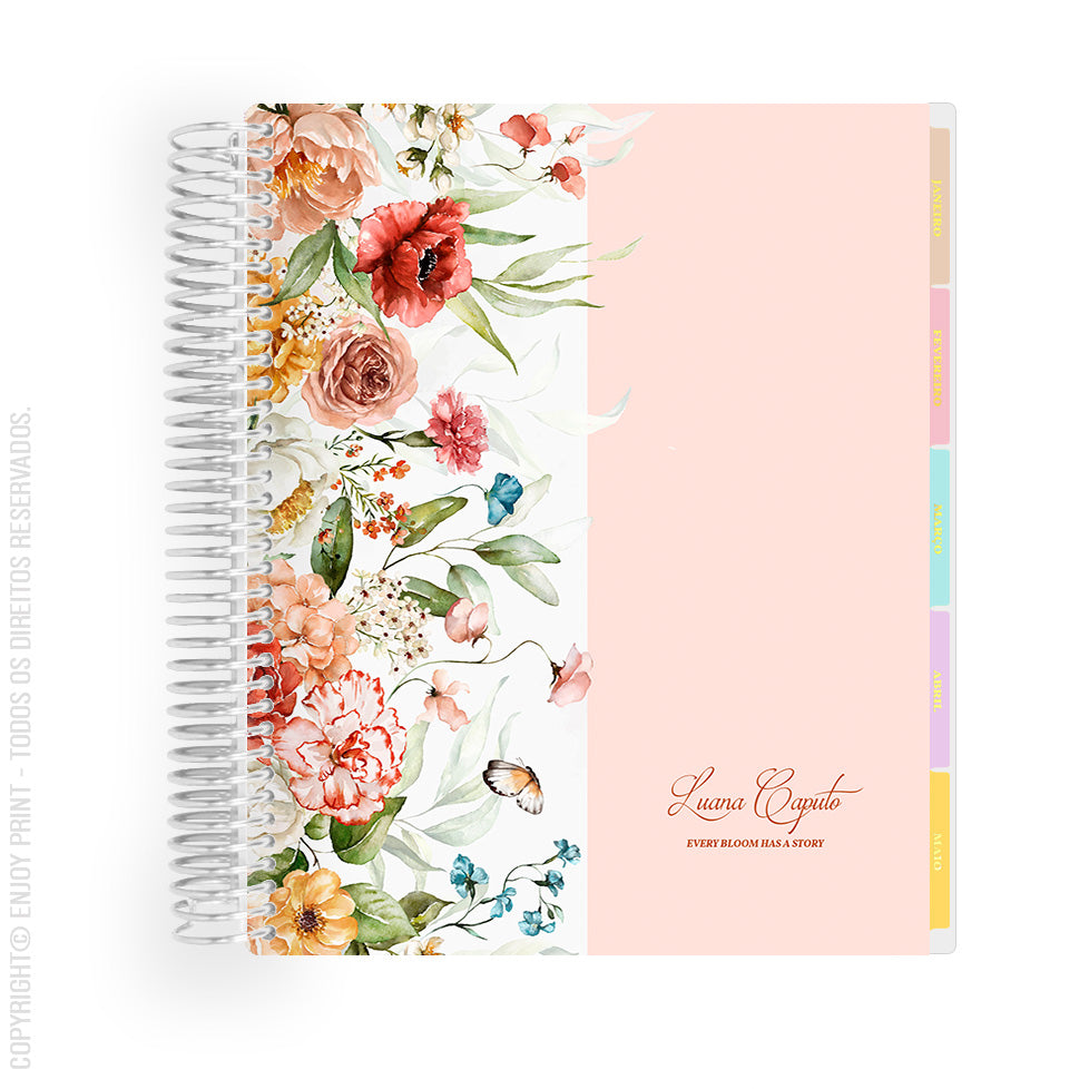 Enjoy Planner 2024 - Wildflower Whispers Colors (planner com acessórios grátis - vai com + de 700 adesivos, régua, 2 blocos de notas e elástico).