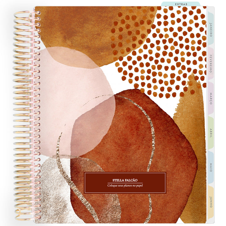 Planner Personalizado Abstract set - Brown - Dourado