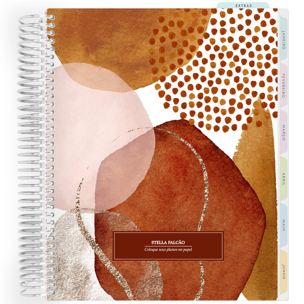 Planner Personalizado Abstract set - Brown - Prateado