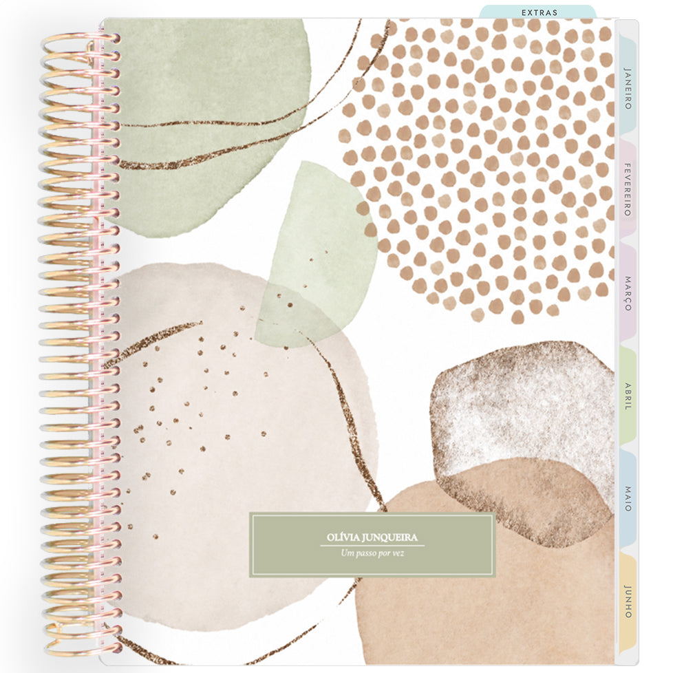 Planner Personalizado Abstract set - Green - Dourado