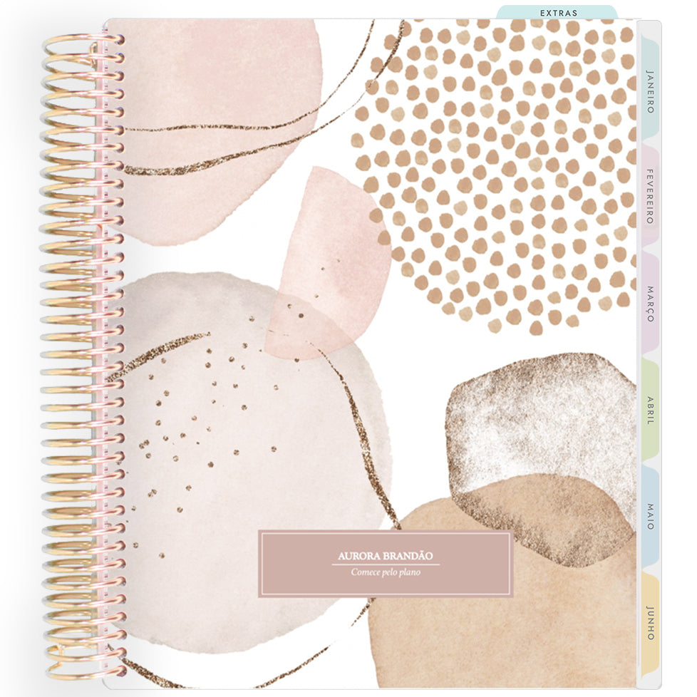 Planner Personalizado Abstract set - Rose - Dourado