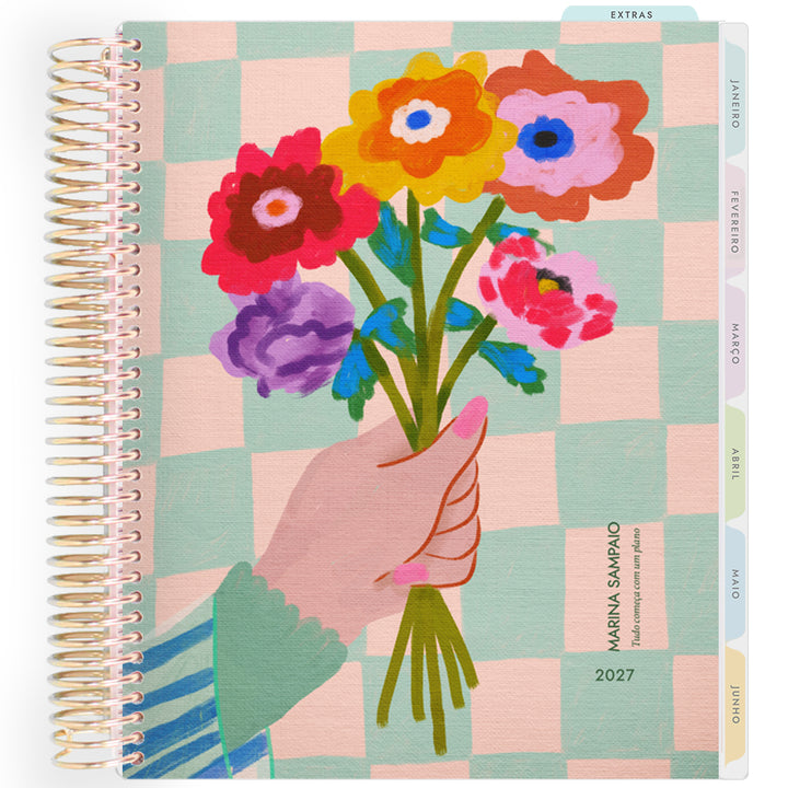 Planner Personalizado Blooming Days Art - Bouquet - Dourado
