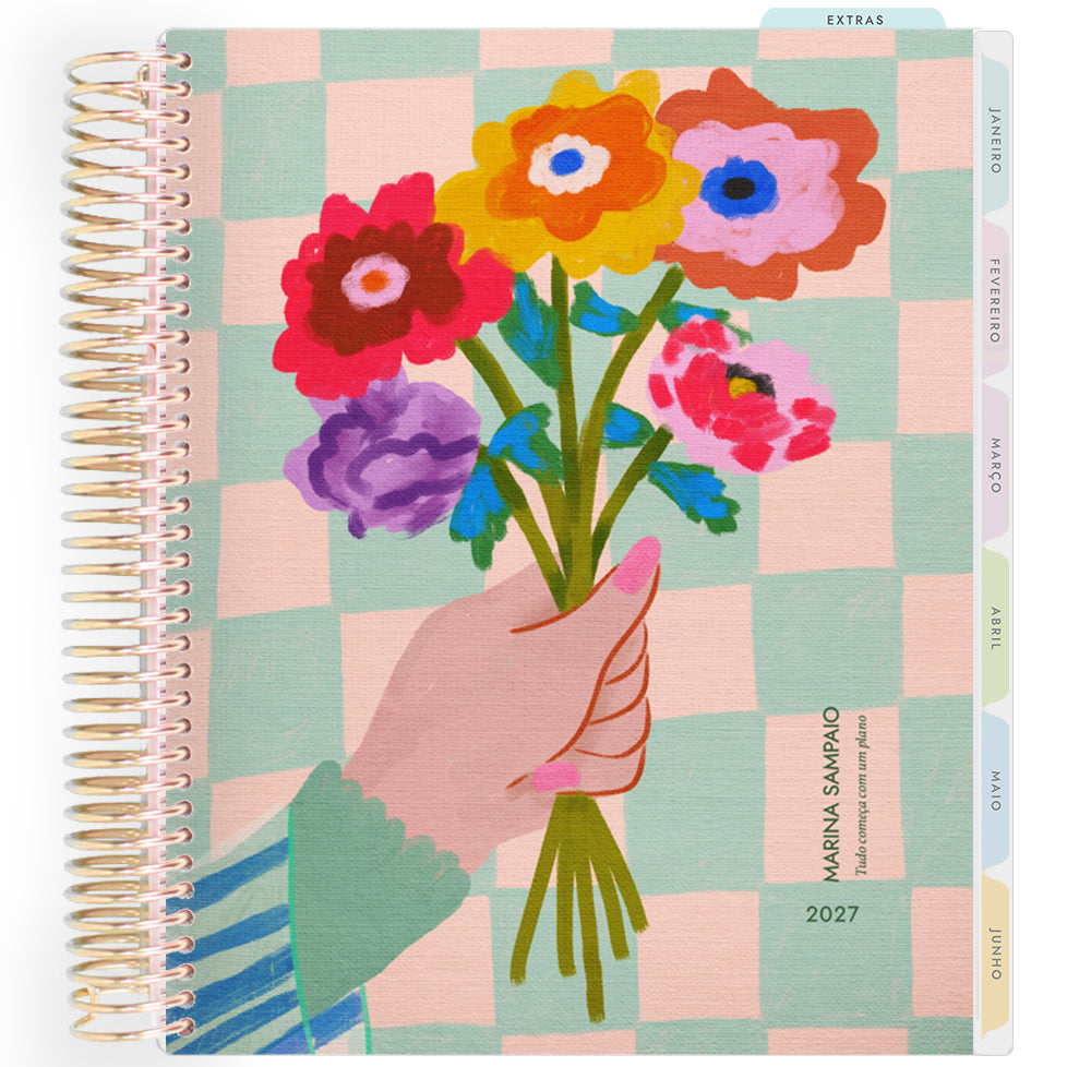 Planner Personalizado Blooming Days Art - Bouquet - Dourado