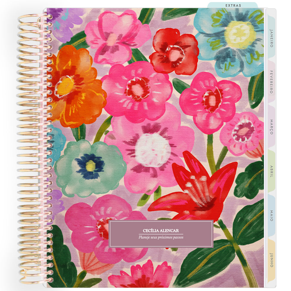 Planner Personalizado Blooming Days Art  - Flowers - Dourado