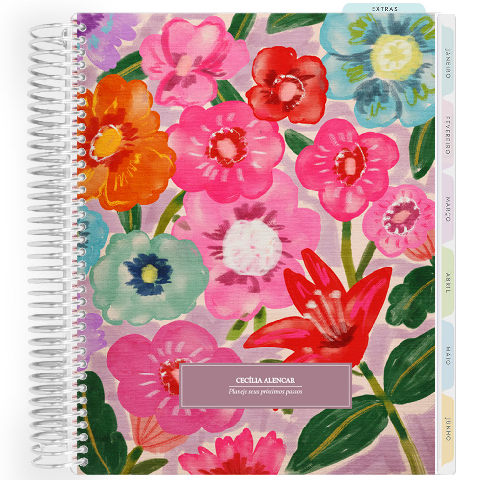 Planner Personalizado Blooming Days Art  - Flowers - Prateado