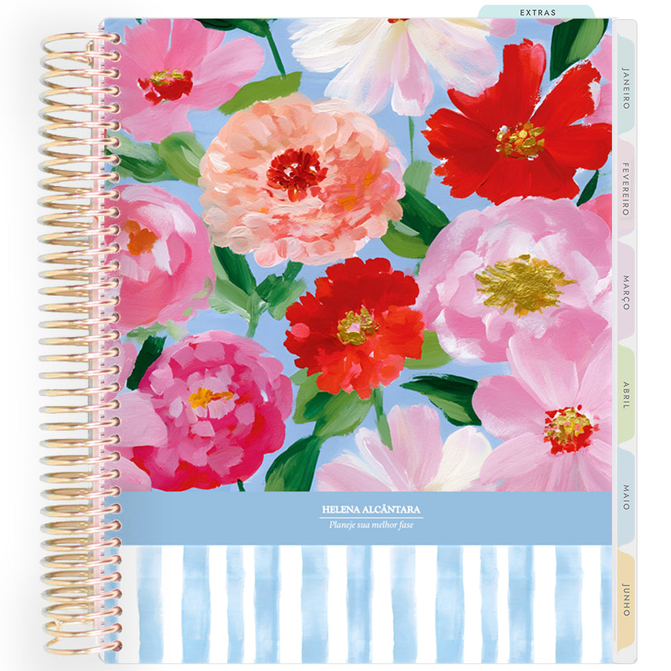 Planner Personalizado Blooming Days - Blue - Dourado