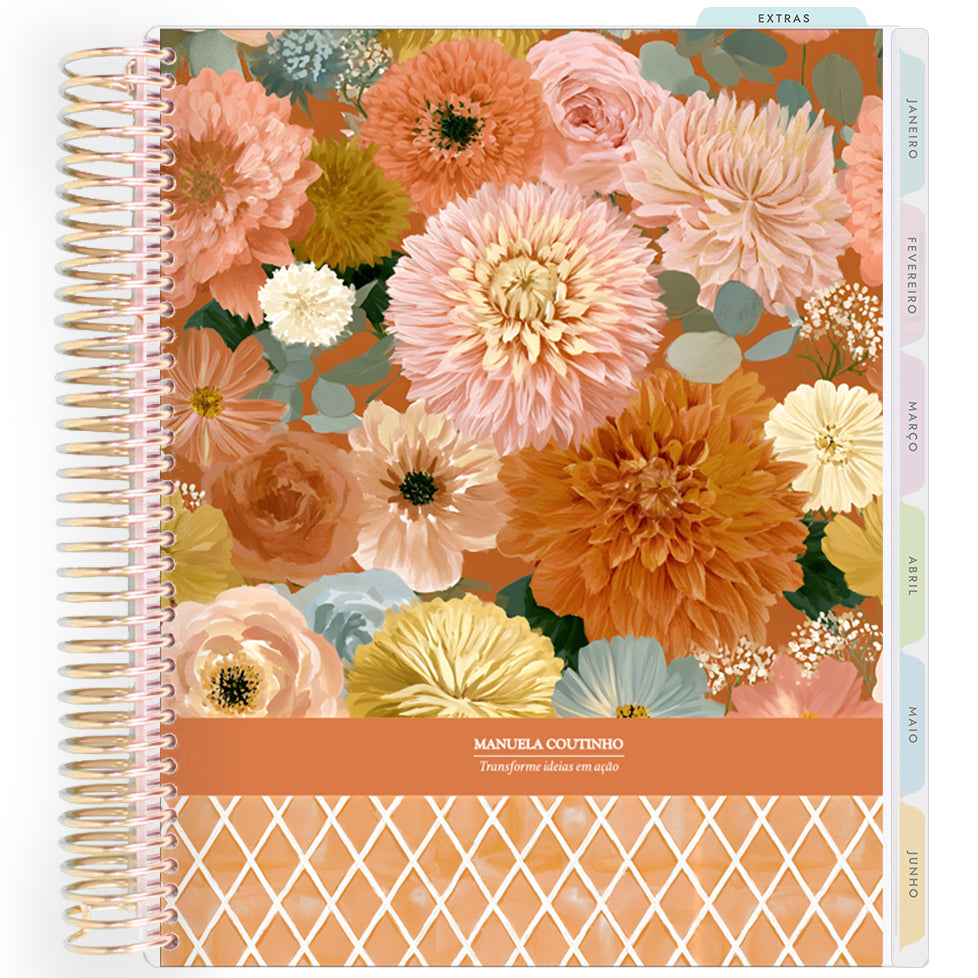 Planner Personalizado Blooming Days - Terracota - Dourado