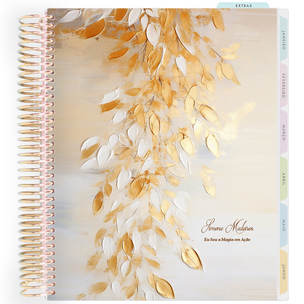 Planner Personalizado Blooming - Golden Leaves - Dourado