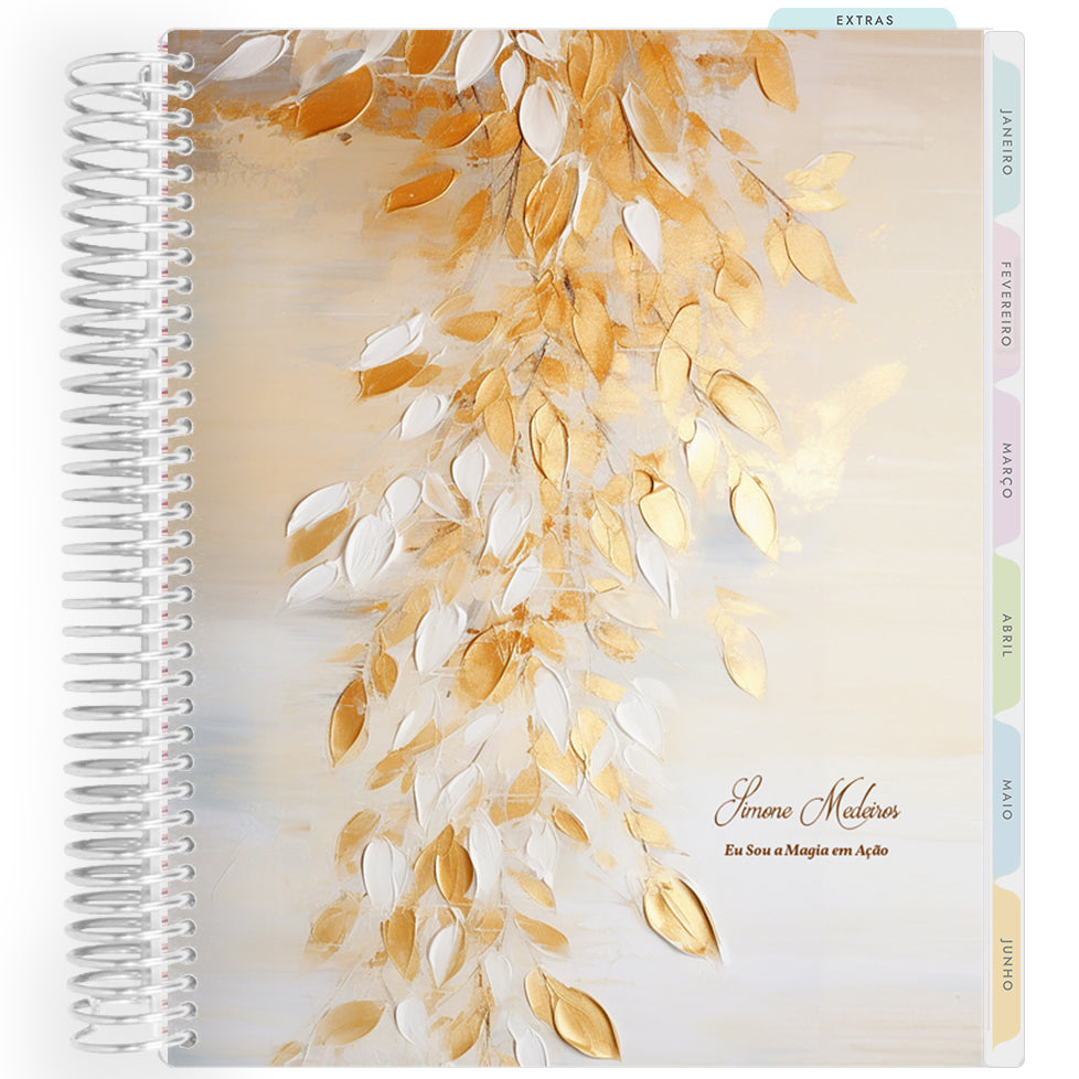 Planner Personalizado Blooming - Golden Leaves - Prateado
