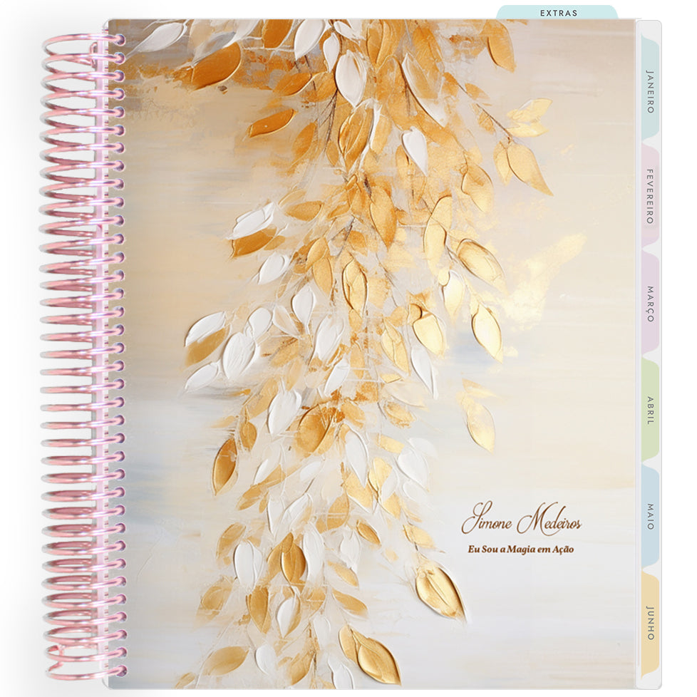 Planner Personalizado Blooming - Golden Leaves - Rose Gold