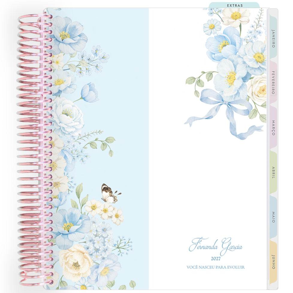 Planner Personalizado Blue Garden - Colors - Rose Gold
