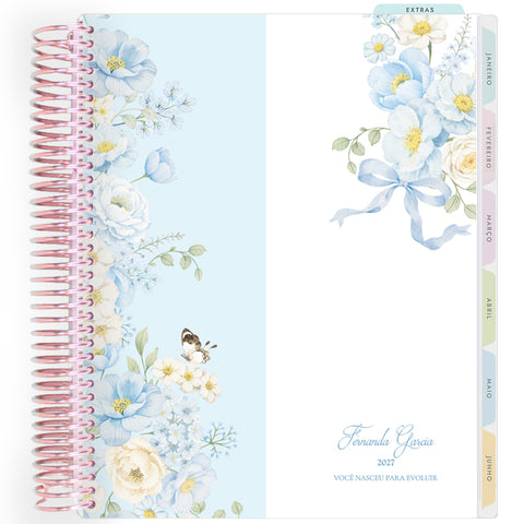Planner Personalizado Blue Garden - Colors - Rose Gold