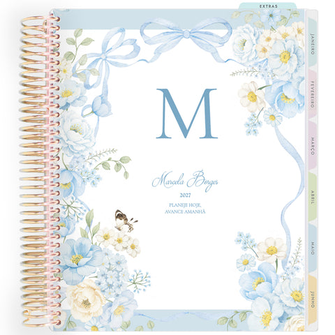 Planner Personalizado Blue Garden - Dourado