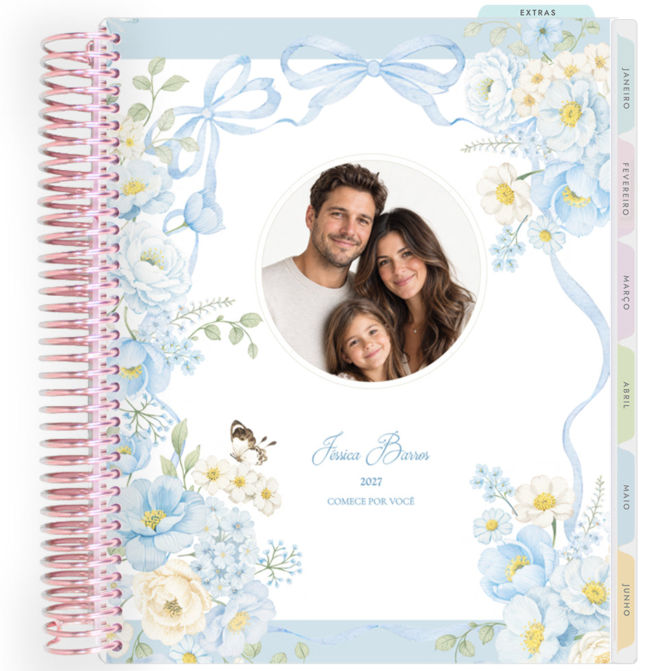 Planner Personalizado Blue Garden - Foto - Rose Gold