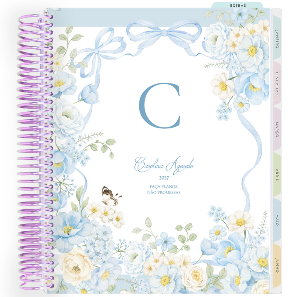 Planner Personalizado Blue Garden - Monogram - Lilás