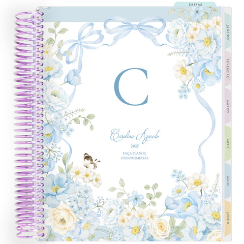 Planner Personalizado Blue Garden - Monogram - Lilás