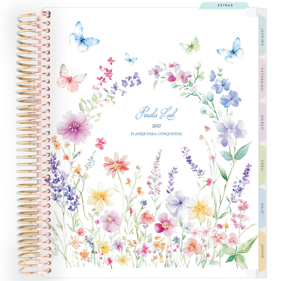 Planner Personalizado Butterflies Garden -Blue - Dourado
