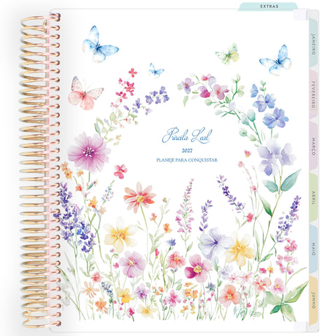 Planner Personalizado Butterflies Garden -Blue - Dourado