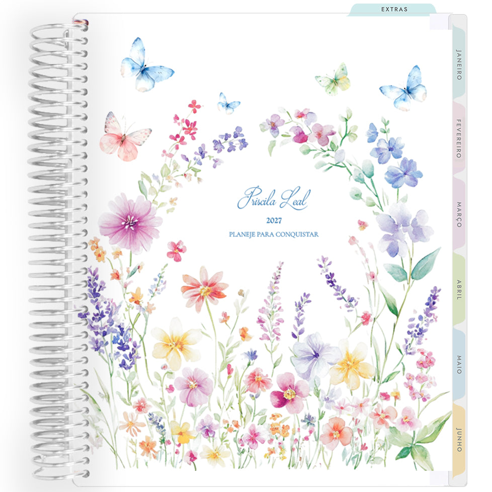 Planner Personalizado Butterflies Garden -Blue - Prateado
