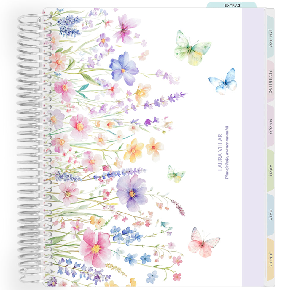 Planner Personalizado Butterflies Garden - Lilac - Prateado