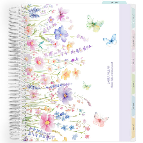 Planner Personalizado Butterflies Garden - Lilac - Prateado
