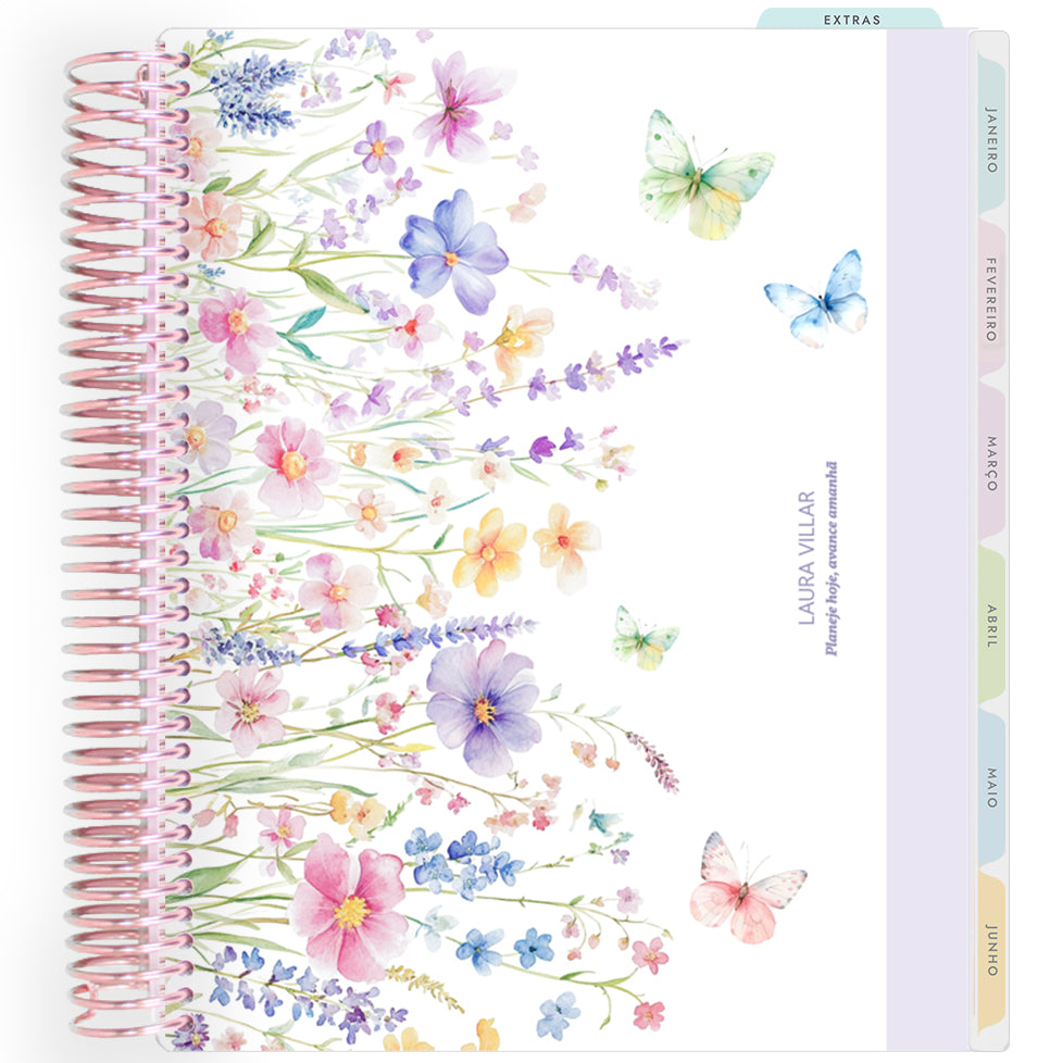 Planner Personalizado Butterflies Garden - Lilac - Rose Gold