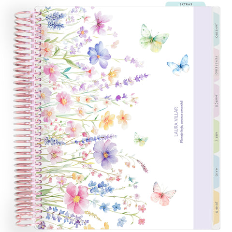Planner Personalizado Butterflies Garden - Lilac - Rose Gold