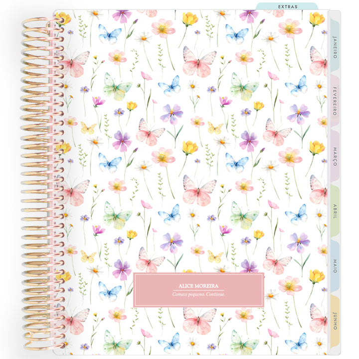 Planner Personalizado Butterflies Garden - Pink - Dourado