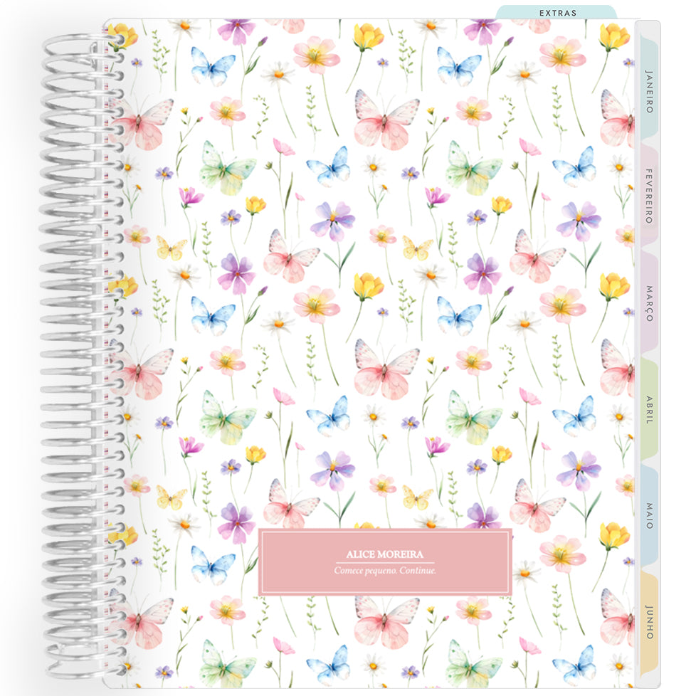 Planner Personalizado Butterflies Garden - Pink - Prateado
