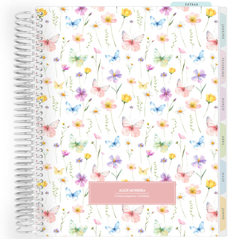 Planner Personalizado Butterflies Garden - Pink - Prateado
