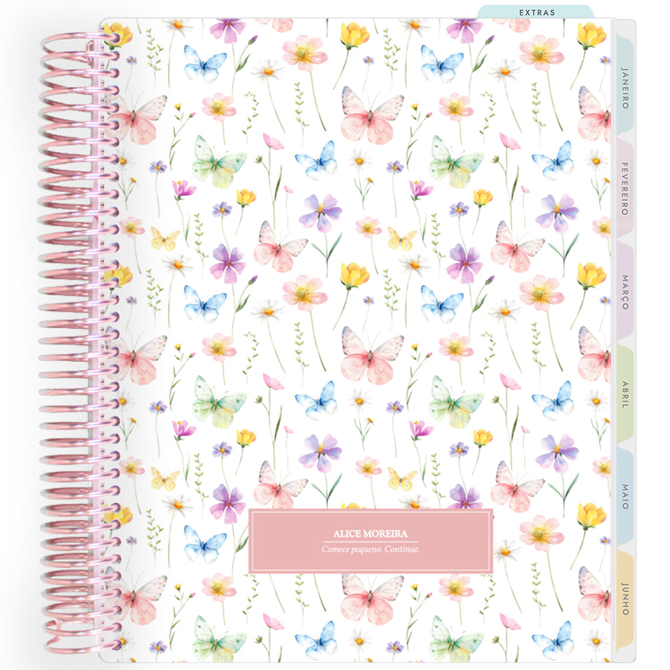 Planner Personalizado Butterflies Garden - Pink - Rose Gold