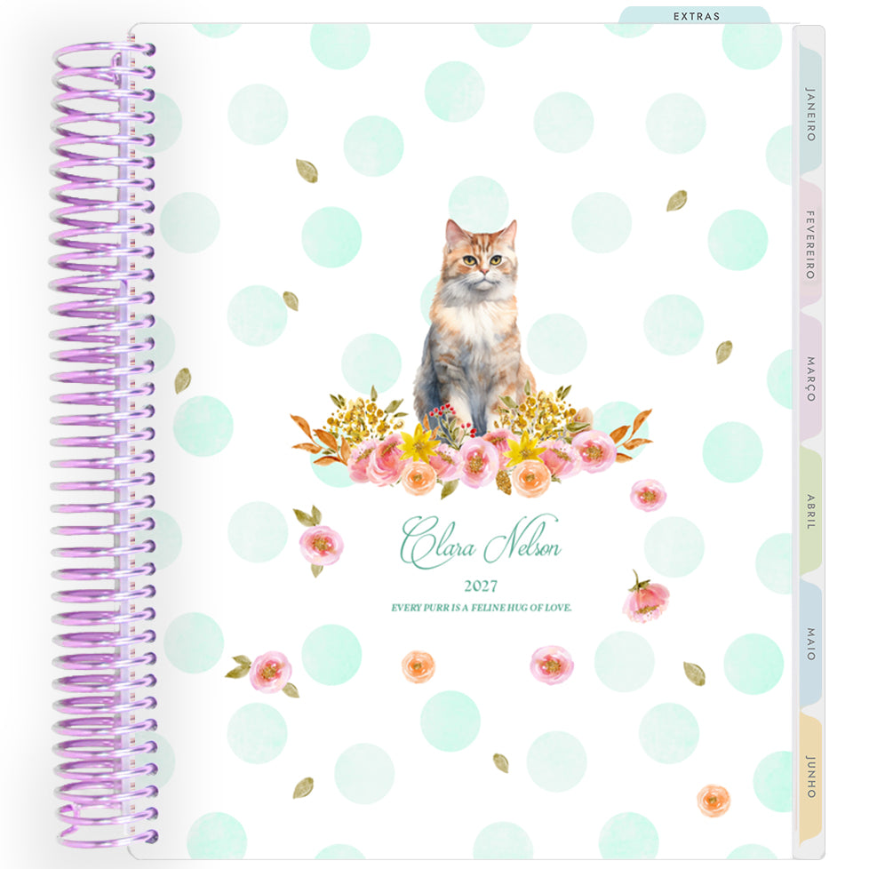 Planner Personalizado Cats Green - Lilás