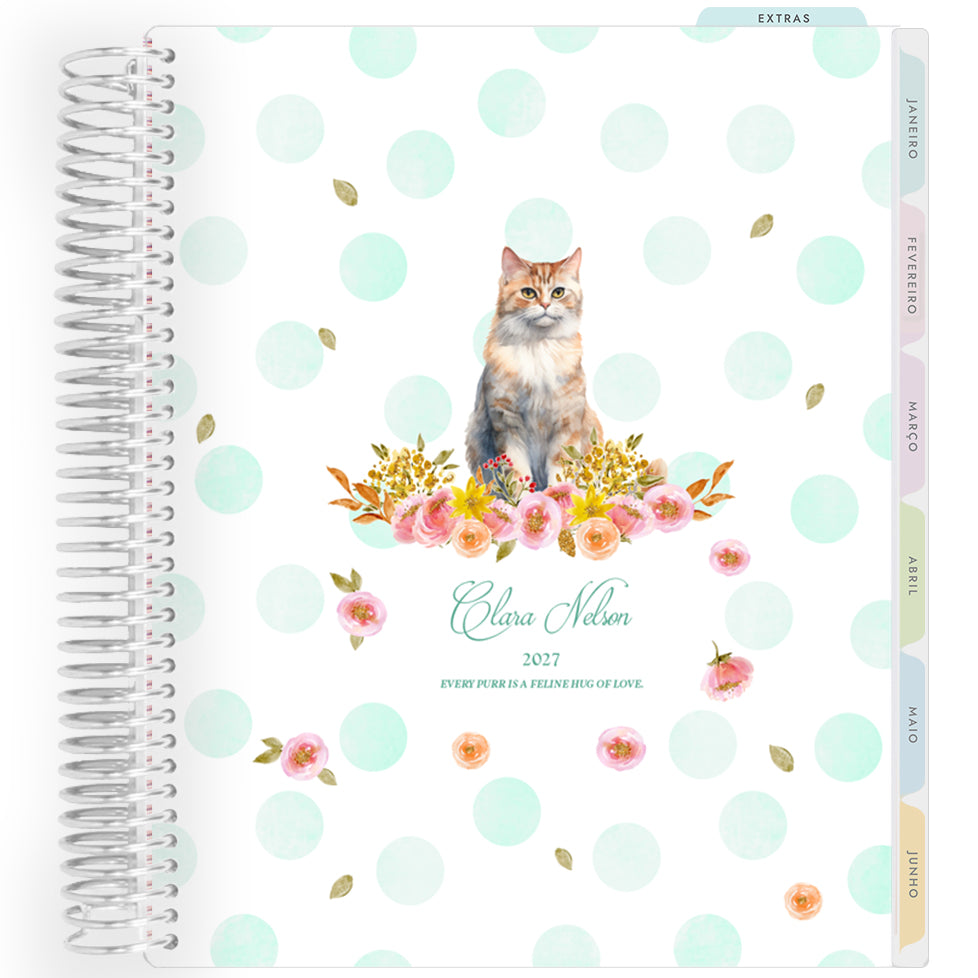 Planner Personalizado Cats Green - Prateado